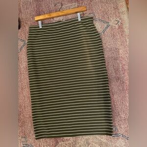 Max edition midi skirt striped green and white stretch pencil size XL